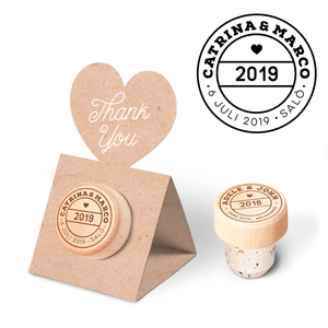 Custom Wine Cork Stopper with Heart Pop-up Card - Stamp