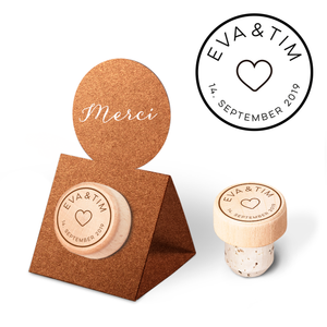Custom Wine Cork Stopper with Circle Pop-up Card - Heart Design