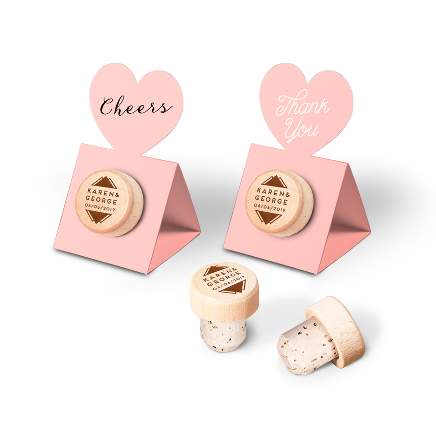 Custom Wine Cork Stopper with Heart Pop-up Card - Mountain Design