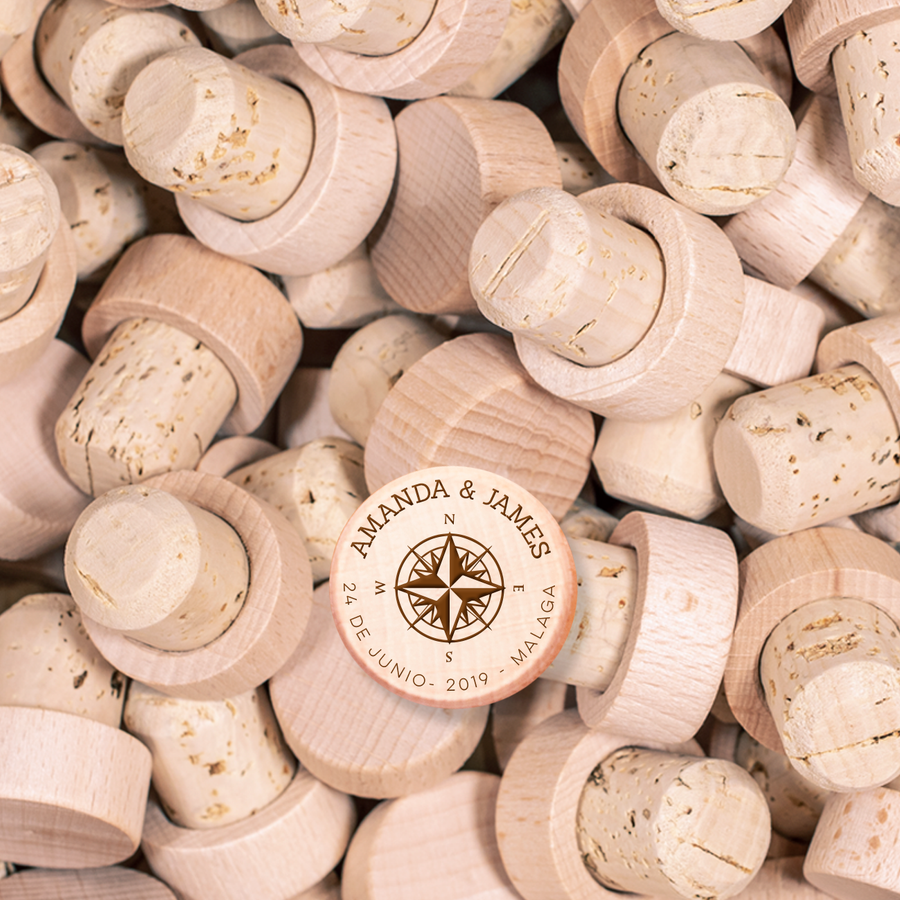 Custom Wine Cork Stopper - Compass