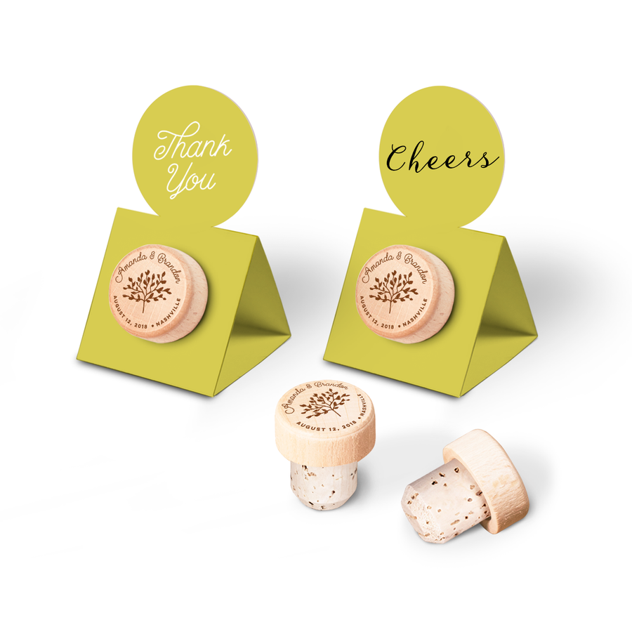 Custom Wine Cork Stopper with Circle Pop-up Card - Tree