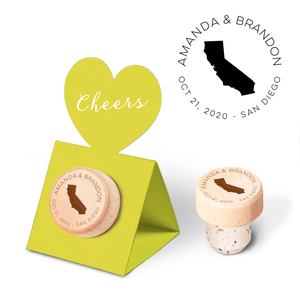 Custom Wine Cork Stopper with Heart Pop-up Card - States of United States of America