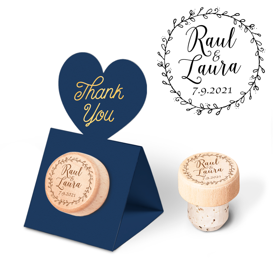 Custom Wine Cork Stopper with Heart Pop-up Card - Floral