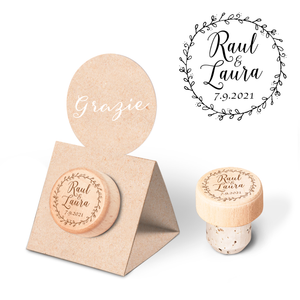 Custom Wine Cork Stopper with Circle Pop-up Card - Floral Design