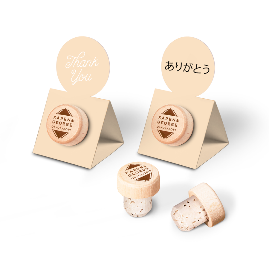 Custom Wine Cork Stopper with Circle Pop-up Card - Mountain Design