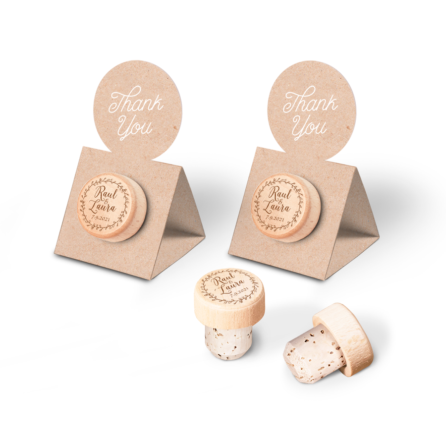 Custom Wine Cork Stopper with Circle Pop-up Card - Floral Design