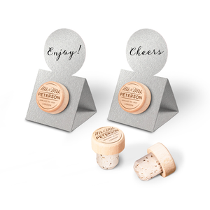 Custom Wine Cork Stopper with Circle Pop-up Card - Mr & Mrs