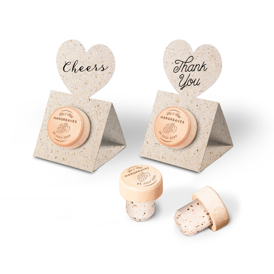 Custom Wine Cork Stopper with Heart Pop-up Card - Grapes